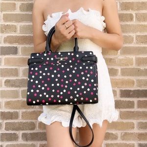 Kate spade Staci Medium Satchel Glimmer dot glitter shoulder bag black multi